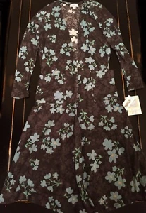 Neu mit Etikett XS BLAU grau SCHWARZ Blumenmuster Lularoe SARAH Strickjacke STAUBTUCH gerippt DEHNBAR - Bild 1 von 4