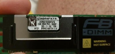 4GB  Kingston KVR667D2D8F5/1G PC2-5300F 667MHz ECC 240-Pin Fbdimm Server Memory - Immagine 1 di 2