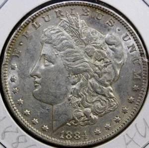 1884 P Morgan dollaro d'argento $ 1 AU circa non circolato US#366 - Foto 1 di 2