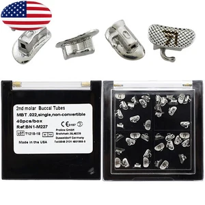 40 Pcs Dental Orthodontic Buccal Tubes 2nd Molar 022 MBT Bonding Mesh Base Mark - Picture 1 of 11