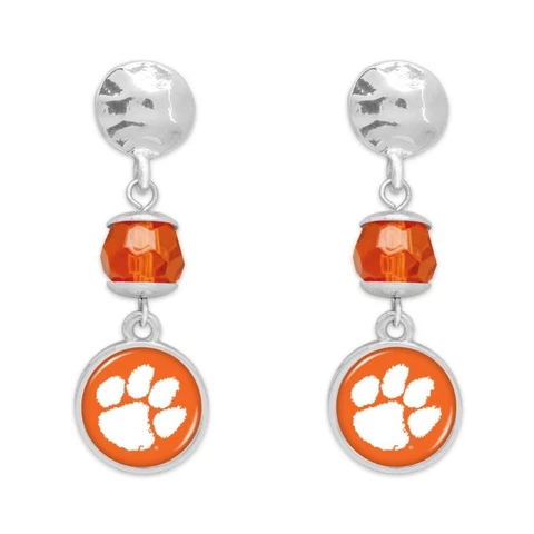 Clemson Tigers Ivy Crystal Silver Earrings Jewelry Gift CU Cover