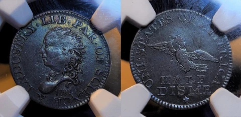 1792 Half Disme H10c NGC XF Details Tooled Beautiful & Important Coin Cover