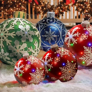 Christmas Ornament Ball Outdoor Pvc 60CM Inflatable Decorated Ball PVC Giant Big - Picture 1 of 61