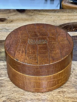 Estuche de joyería vintage con cuello de viaje circular de cuero marrón Foto 1 de 4