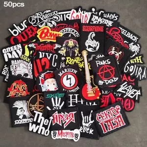 Zufällige Menge 50 Rockband Patches Aufbügeln Musik Punk Roll Heavy Metal Nähen - Bild 1 von 12