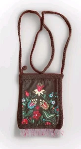 Cute Beaded Embroidered Evening Bag Purse Black Tapestry Shoulder Strap Boho 80s - Picture 1 of 12