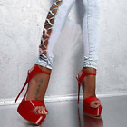 Fashion Women Super High Heels Platform Pumps Stiletto Ankle Strap Sandals Shoes