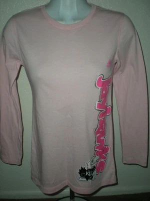 New-Mended- Kansas Jayhawks Youth Girls size Medium (M 10/12) Adidas Pink Shirt - Image 1 of 4