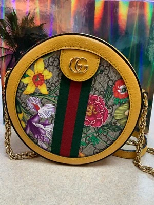 Bolso de Hombro GUCCI Ophidia Cadena Redonda Amarillo Multicolor Cuero Foto 1 de 4