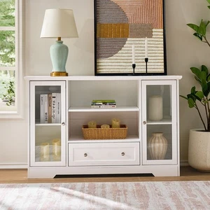 Sideboard Buffet Cabinet, 51" Large Kitchen Storage Cabinet with Drawers,  White - Picture 1 of 16