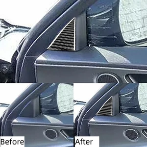 For Kia Stinger 2018-2023 Black Carbon Fiber A Pillar Front Triangle Cover Trim - Picture 1 of 6