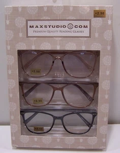3er Pack MAXSTUDIO Premium Lesebrillen +2,50 SCHWARZ/BRAUN/TRANSLUZENT BRAUN - Bild 1 von 4