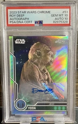2023 TOPPS STAR WARS CHROME YODA DEEP ROY SIGNED AUTO 51 PSA 10 / AUTO 10! 🔥 - Image 1 of 2