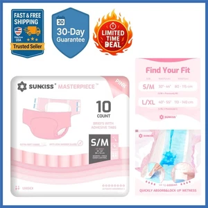 Pink Disposable Adult Diapers with Tabs for Comfort & Odor Control - 10 Count - Picture 1 of 10