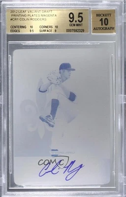 2012 Leaf Valiant Printing Plate Magenta 1/1 Colin Rodgers BGS 9.5 Auto 0s3 - Image 1 of 3