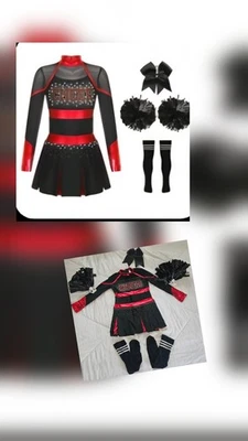 Girl's Cheerleader Costume Halloween Red and Black Girl's Size 8 - Image 1 of 4