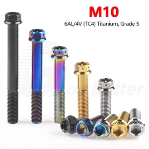 M10 Titanium Flange Hex Head Bolt 20 25 30 35 40 45 50 to 90mm Screws Motorcycle - Picture 1 of 13