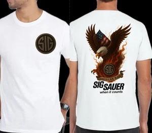 SIG Sauer Never Settle Calavera Unisex Gráfico Camiseta Top Águila - Imagen 1 de 3