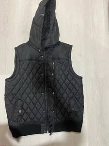 Vintage Y2K LRG Lifted Research Group Hooded Puffer Vest Mens Black Large - Picture 1 of 8