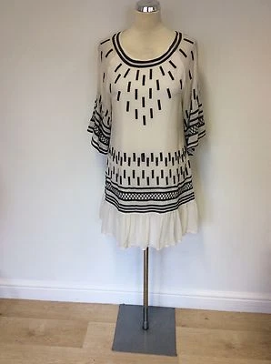 DESIGNER MATTHEW WILLIAMSON WHITE & BLACK EMBROIDERED SILK DRESS SIZE 4 UK 8 - Image 1 of 4