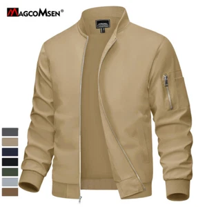 Men's Bomber Jackets Casual Lightweight Windbreaker Water Resistant Zip Up Coats - Picture 1 of 74