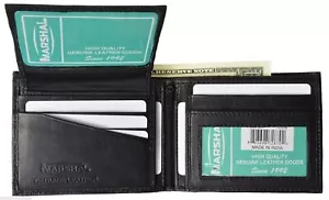 Men's Wallet Genuine Soft Lambskin Leather Removable 2 ID Card Case Marshal - Picture 1 of 8