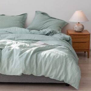 Simple&Opulence 100% Linen Duvet Cover Set Basic Style Stone Washed French Flax-