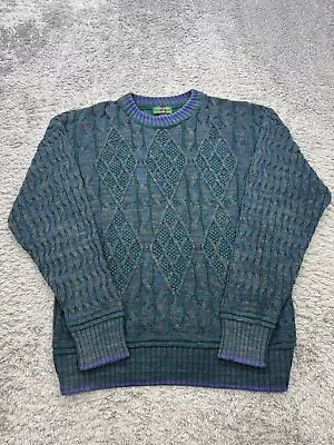 Vtg Alexander Julian Sweater Men Large 3D Chunky Knit Coogi Style Fisherman USA - Image 1 of 4