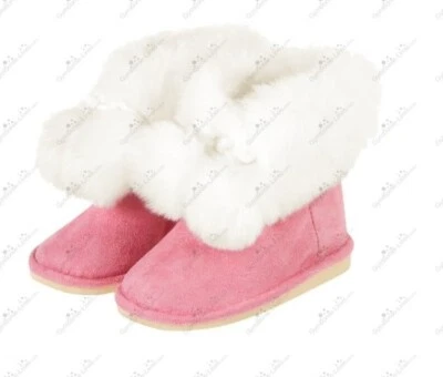 Gymboree Toddler Girls 04 Cozy Cutie Pink Pom Pom Faux Fur Booties Boots NWT - Image 1 of 4