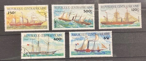 Stamps Republic Central African 1984 ships Boats Cover