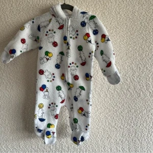 Carter's Vintage Infant Bear Balloons Pram Suit White One Piece Size 0-6 Months - Picture 1 of 8