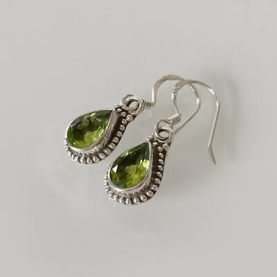 Silber Ohrringe - Peridot - verzierte Tropfen - Silber 925 Sterlingsilber - grün - Bild 1 von 3