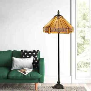 Antike Tiffany Stil Buntglas Tischlampe - Handarbeit Nachttisch & Schreibtischlampe - Bild 1 von 14