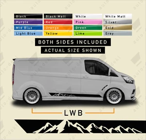 Fits Ford Transit Custom L2 LWB - Mountains Side Stripes Stickers Camper Decals - Picture 1 of 18