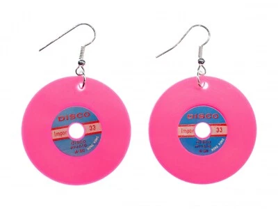 Vinyl Record Earrings LP XL DJ Music Miniblings Pink Record Earrings - Image 1 of 3