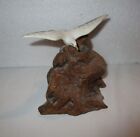 1987 Statue Faux Rock with Seagull in flight Wood base?