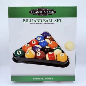 Billiard Ball Set with Molded Triangle, Official Size 5.4 Pound - Picture 1 of 9