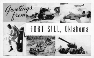 Army Military FORT SILL Oklahoma Tanks Planes Marines WWII 1943 Vintage Postcard - Picture 1 of 2