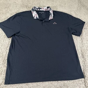 Birds Of Condor Polo Shirt Mens XL Black Floral Collar Performance Stretch Golf - Picture 1 of 12