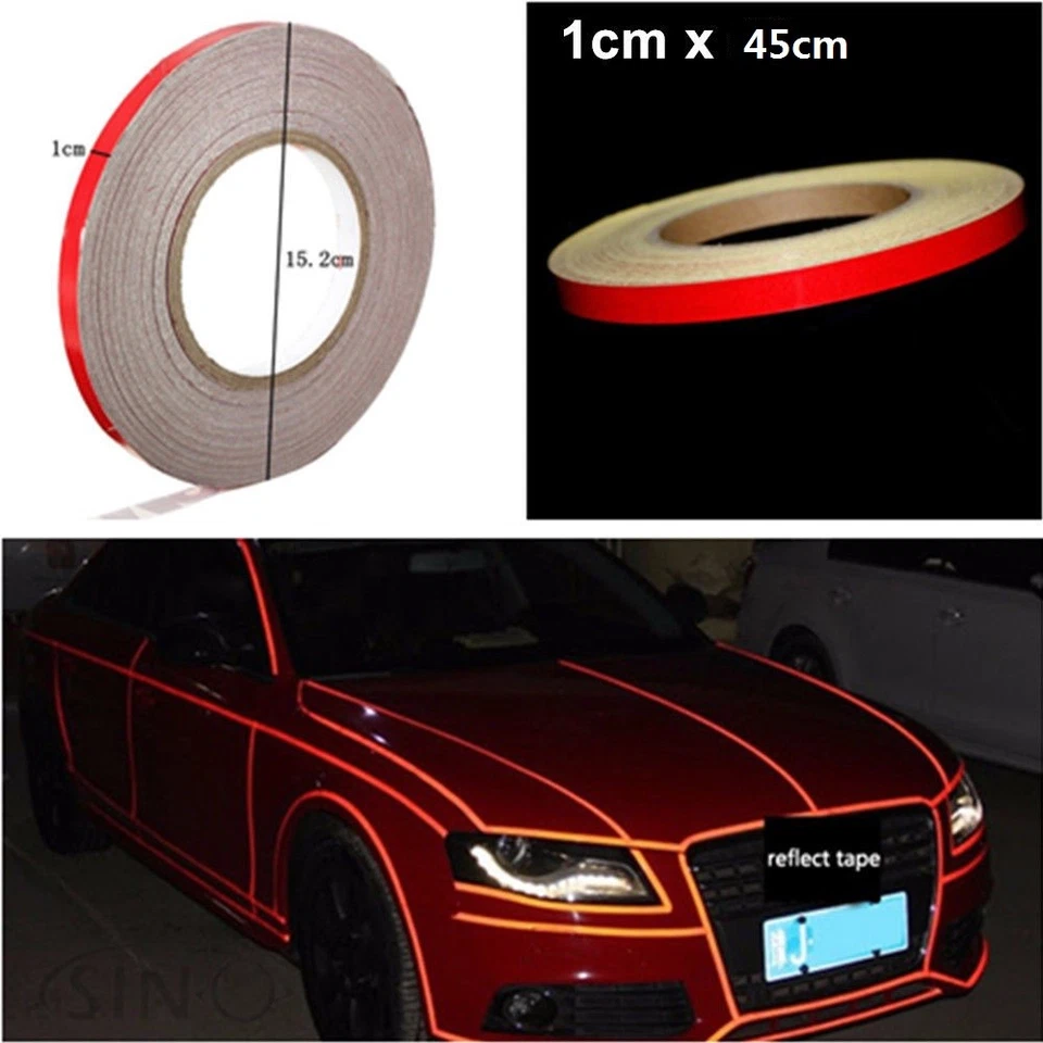Universal Reflective Sticker Tape Auto Car Body Stripe DIY Self Adhesive 1cmx45m - Изображение 1 из 4