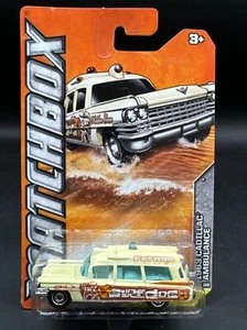 2011 Matchbox YELLOW 1963 CADILLAC AMBULANCE Beach Patrol 11/120 FREE SHIPPING - Picture 1 of 3