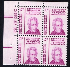 Scott #1286 Andrew Jackson Use Zip Codes Block of 4 Stamps - MNH - Picture 1 of 2
