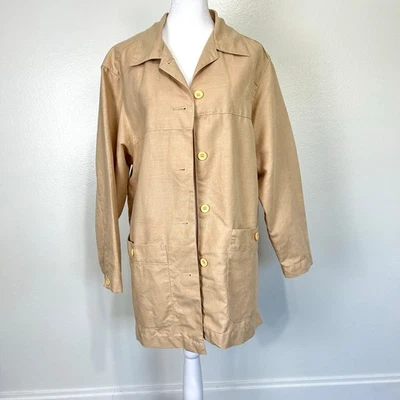 Vintage Liz Sport Linen Cotton Blazer Jacket Women’s Small Tan Oversized 90s Y2K - Image 1 of 4