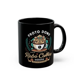 Proto Dome Robo Coffee Crest Black Mug (11oz, 15oz). Chrono Trigger Video Game. - Picture 1 of 13