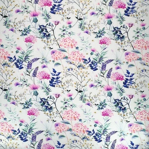 Schneiderei Stoff - rosa lila Distel Blumenmuster Leinen Viskose Stoff Material - Bild 1 von 3