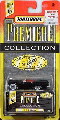 Nuevo 1996 Matchbox Premiere Collection World Class Series 3 57 T-Bird negro Foto 1 de 4