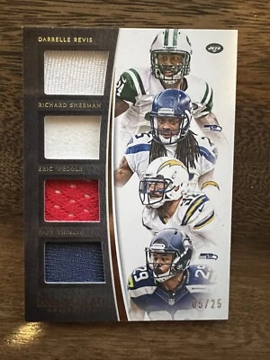 Tarjeta de camiseta 2015 Panini Immaculate Quad Relic Revis Sherman Thomas #ed 5/25 NFL Foto 1 de 2