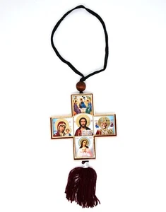 Ikone Kreuz für Auto Автомобильная Holz икона крест распяти на дереве 4x4x0,5 cm - Bild 1 von 2
