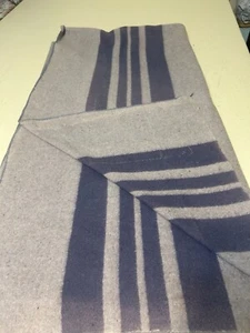 Vintage Wool Camp Blanket 74” Square Purple Stripe Design Lodge Cabin - Picture 1 of 9