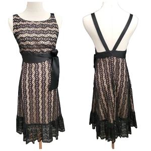 Milly Black New York Low Back Lace Dress Sleeveless Size 6 Ruffle Hem - Picture 1 of 10